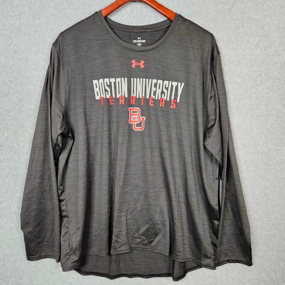 Under Armour Boston University Long‎ Sleeve Shirt Men's Size 2XL Loose Fit Gray